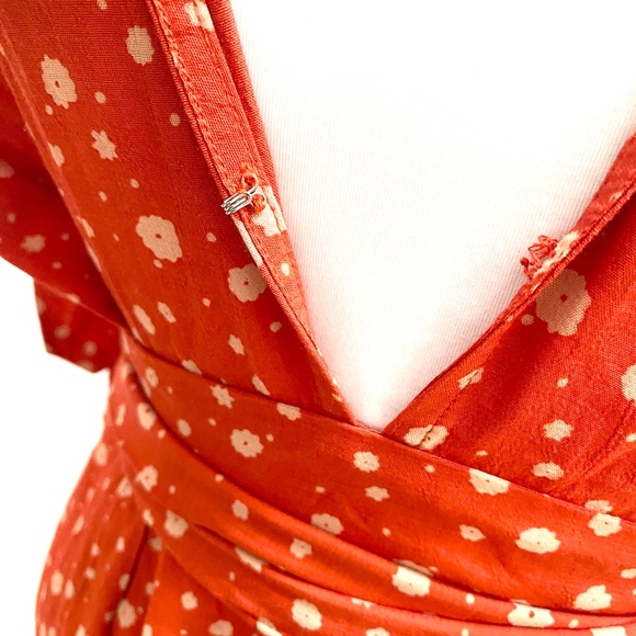 NWT FAITHFULL THE BRAND CHERRY RED BIRGIT PRINT ELBOW LENGTH TIE SLEEVE SIZE 8 - Picture 6 of 9